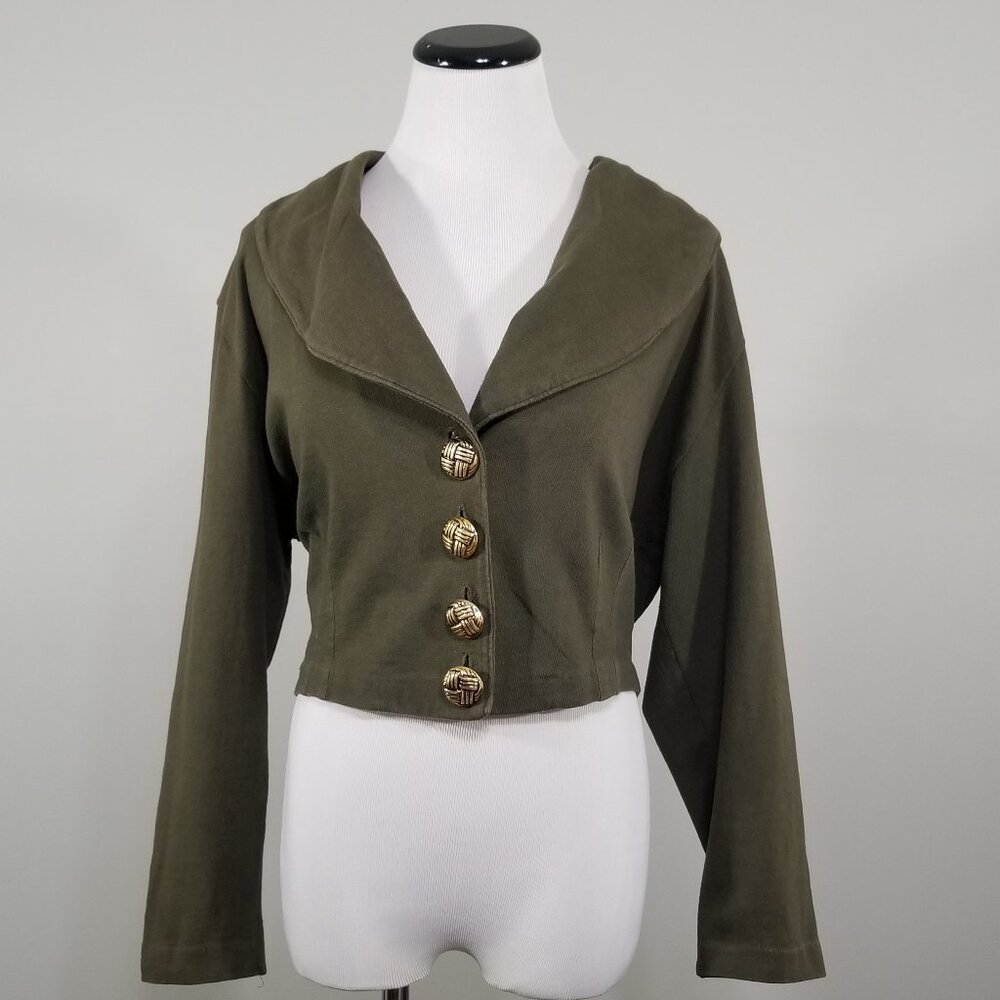 Vintage BAIT Contemporary Cloth Cropped Cardigan Jacket Top Shawl Collar M USA